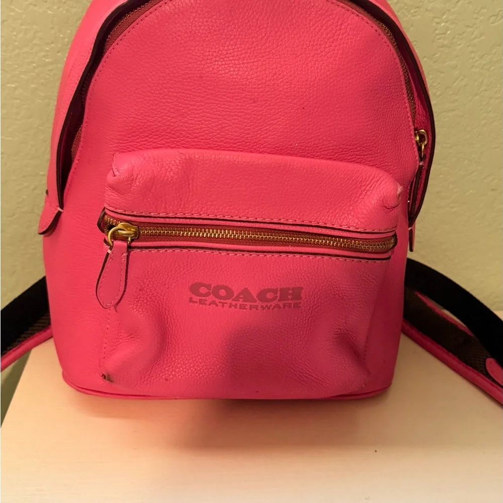 Coach Vibrant Pink Leather Backpack - Picture 4 of 11
